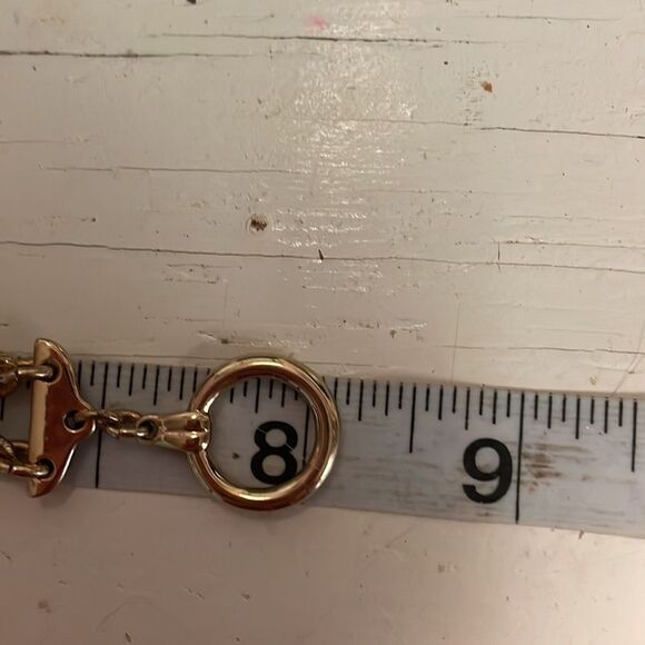 8” double gold plated chain bracelet w/4 simulated pearls & 4 candy cane charms - Picture 10 of 11